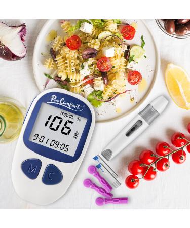Pro Comfort Blood Glucose Monitor Kit - 100 Test Strips - 100 Lancets - for Diabetes Care - Buy Online on GoSupps.com