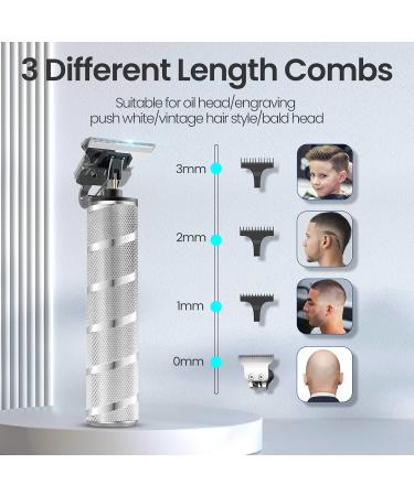 Professional T Blade Hair Trimmer for Men - Cordless Electric Hair Clippers for Precision Beard Trimming - Adjustable Grooming Kit with Guide Combs - Silver - Buy Online on GoSupps.com