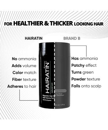 HAIRATIN Building Fibers Black 28G - Instant Hair Loss Concealer for Men & Women - Fuller & Natural Looking Results in 10 Seconds - Buy Online on GoSupps.com
