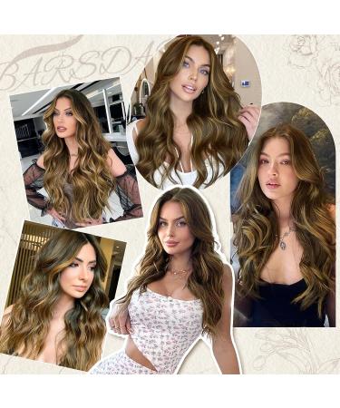 BARSDAR Long Wavy Blonde Highlight Wig - 66cm Balayage Synthetic Wig for Women | Natural Heat-Resistant Middle Parting - Perfect for Daily and Party Wear - Buy Online on GoSupps.com