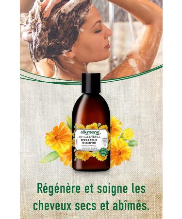 alkmene Organic Calendula Repair Shampoo - Shampoos for dry and damaged hair - Plant-based shampoo without silicone parabens mineral oils SLS and SLES - Shampoos (3x 250 ml) - Buy Online on GoSupps.com