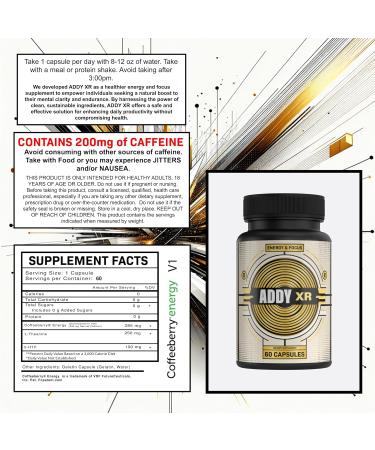 ADDY XR - Premium Adderall Alternative for Enhanced Focus & Energy | 60 Day Supply of Brain Boosting Supplements - Buy Online on GoSupps.com