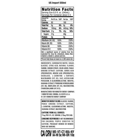Monster Energy Energy Drink Import  18.6 Ounce (Pack of 12) - Buy Online on GoSupps.com