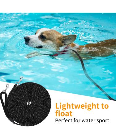Pettom Reflective Dog Leash - 5m Training Line with Hand Loop & 2 Carabiners for Small to Medium Dogs - Durable Black Rope Leash - Buy Online on GoSupps.com