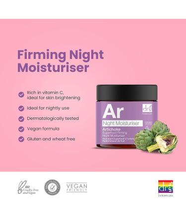 Dr Botanicals Superfood Natural Vegan Night Moisturiser - Hydrate & Revitalize Skin with Vitamins Artichoke & Cucumber - Suitable for All Skin Types - 2.02 Fl Oz - Buy Online on GoSupps.com