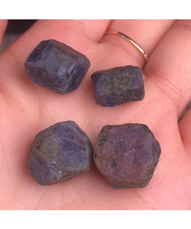 Natural Crystal Rough Natural Crystal 4pcs Natural Corundum Raw Stones Natural Rough Gemstone Crystal Specimen Stone Collection