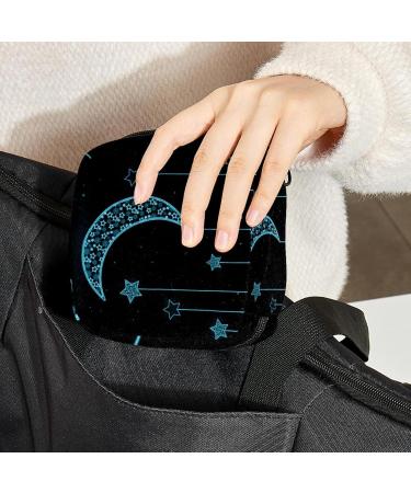 Night Blue Moon Star Women's Napkin & Menstrual Cup Storage Bag - Portable & Stylish First Period Solutions - Buy Online on GoSupps.com