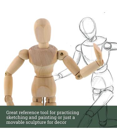 US Art Supply Wood Artist Drawing Manikin - Flexible Body with Base, 5 Male - Ideal for Human Figure Sketching - Buy Online on GoSupps.com
