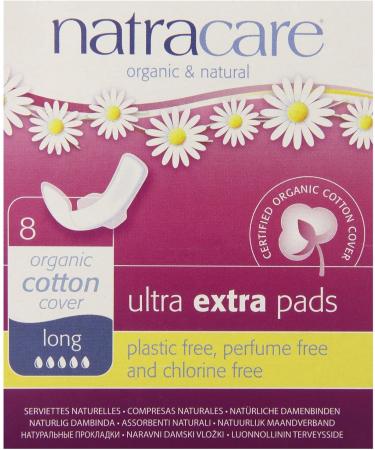 Natracare Organic Cotton Extreme Extra Long Pads with Wings - 8 Count (Pack of 6) - Eco-Friendly & Hypoallergenic - International Shipping Available - Buy Online on GoSupps.com