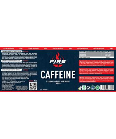  Fire Nutrition Caffeine 60 Caps - 200 MG per Caps - Natural Caffeine Anhydrous - Natural Anhydrous Caffeine - 100% Caffeine - 100% Caffeine - - Buy Online on GoSupps.com