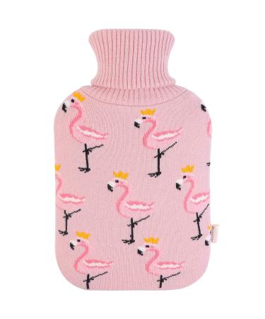 HomeTop Large 2 Liter Soft Knit Fashion Flamingo Hot Water Bottle Cover - ONLY Cover (2L, Pink) Pink 2 Liter