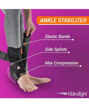 HIDROLIGHT - Ankle Brace - Compression Ankle Support  Adjustable - Stabilize Ligaments  Fasciitis Relie  Achilles Tendon  Minor Sprains  Injury Recovery  Sprained Ankle- Sports  Men & Women -Black  Small - Buy Online on GoSupps.com
