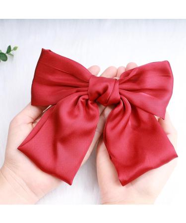 Andelaisi Vintage Bow Hair Clips Satin Bow Hair Barrettes Silk Hair Clip Barrette Retro Bowknot Hair Accessory Satin Ribbion Bowknot Clip Headpiece for Women and Girls Headdress (Red) - Buy Online on GoSupps.com