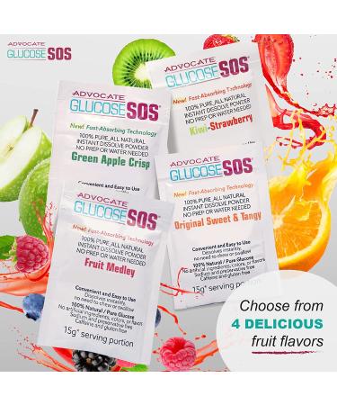 Glucose SOS Green Apple Crisp Powder Packets - Fast-Absorption Support for Low Blood Sugar - 12 Packets, 0.52oz Each - Buy Online on GoSupps.com