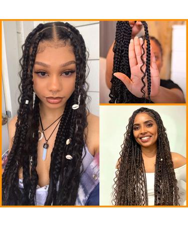 Bohemian Crochet Box Braids 22 Inch Curly Ends 144 Strands | Goddess 3X Box Braids 6-Pack 1B | Synthetic Hair Extensions - Buy Online on GoSupps.com