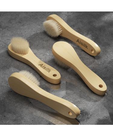 Wooden Facial Cleansing Brush Set - Natural Bristles for Exfoliation and Skin Care - Buy Online on GoSupps.com