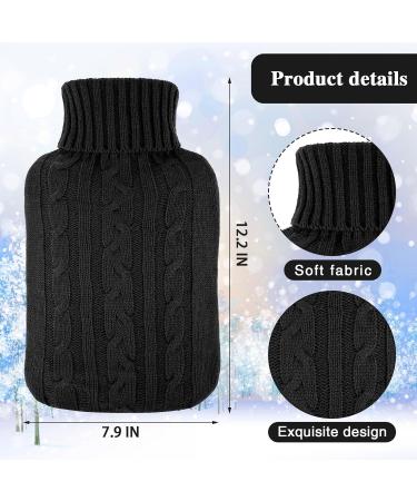 Buy 2 Pieces Knitted Hot Water Bottle Covers - Soft Winter Sweaters for Pain Relief & Therapy (Black) - Ideal for Cramps & Aches - Buy Online on GoSupps.com