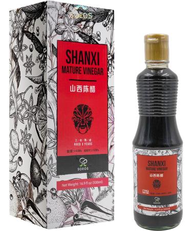 Soeos Shanxi Black Vinegar 16.9oz (500ml), Traditional Black Vinegar, Naturally Fermented, Mature Aged Black Vinegar, Black Shanxi Vinegar, Dark Chinese Vinegar, Traditional Shanxi Vinegar. - Buy Online on GoSupps.com