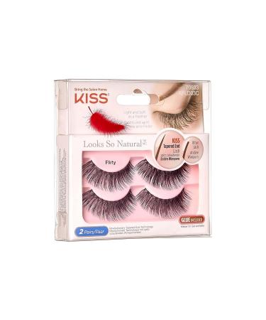 KISS Look So Natural Collection - Flirty False Eyelashes Duo Pack with Glue | Easy to Wear International Shipping - Buy Online on GoSupps.com