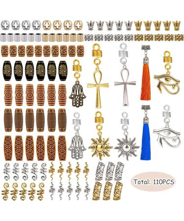 110PCS Retro Metal Dreadlock Hair Beads - Handmade DIY Hair Jewelry for Men and Women - Hip-Hop Style Dreadlock Accessories - Buy Online on GoSupps.com