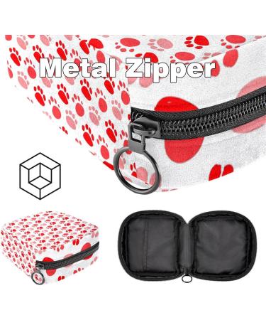 Portable Women's Binding-Up Bags | Menstrual Cup Pocket & Pads for Teens | Kawaii Red Dog Paws Design - Buy Online on GoSupps.com