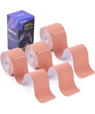 Precut Kinesiology Tape Roll 3 Rolls Original Cotton Kinesiology Therapeutic Athletic Tape Belly Lift Tape Muscle Tape for Pain Relief Recover Wrist Kinesiology Athletic Tape 3Rolls Skin