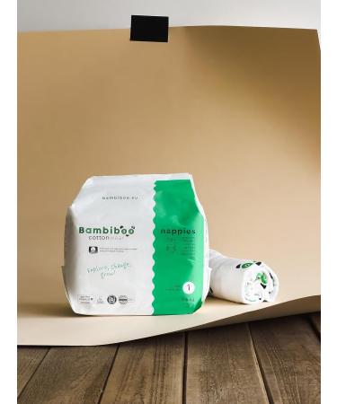 Bambibo Baby Diapers Size 1 (2-4kg) - Organic Cotton Disposable Diapers with Umbilical Neckline 84 Pieces - International Shipping Available - Buy Online on GoSupps.com