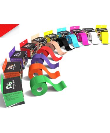Physix Gear Sport Kinesiology Tape Pro - Sports Tape for Injury Pregnancy Knee Joint Swelling Strains - Waterproof Athletic Tape for Muscle Support & Improved Blood Circulation (with e-Guide) Red - (1 Pack + eGuide)