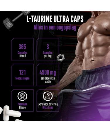 VitamineVersand 24 LTaurine Ultra Caps 365 capsules Extra high dosage with 1500 mg per capsule Taurine amino acid with 99 purity Without unwanted additives - Buy Online on GoSupps.com
