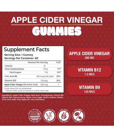 NEW AGE Apple Cider Vinegar Gummies 2-Pack - 120 Count | Immunity & Detox Supplement with The Mother, Vitamin B9, B12 | Gluten-Free Vegan | Pomegranate Beetroot | 60 Count x 2 - Buy Online on GoSupps.com