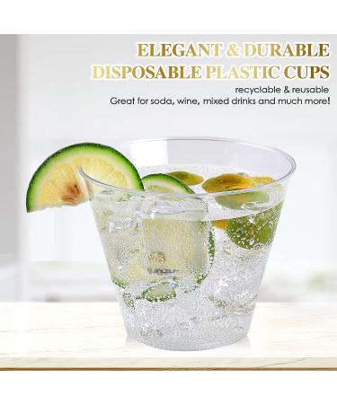 FOCUSLINE 9 oz Clear Plastic Cups - 100 Pack | Reusable & Heavy Duty Tumblers for Wedding, Thanksgiving, Halloween, Christmas Party - Buy Online on GoSupps.com