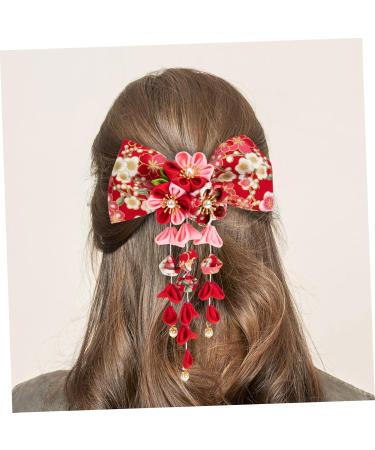 Amosfun Japanese Style Hairpin Hairbands for Womens Hair Flower Hair Clip Kanzashi Hair Barrettes Hair Pin Girls Barrettes for Hair Japanese-style Headdress Clothing Alloy Miss Kimono 16x12cm Red - Buy Online on GoSupps.com