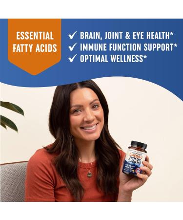 Omega-3 Fish Oil 3600mg Lemon Softgels | EPA & DHA for Brain, Heart, Joints, Skin & Immune Support | Non-GMO Burpless Supplements - 120 Count - Buy Online on GoSupps.com