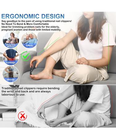 LEYOUFU Angled Head Nail Clippers for Seniors - Ergonomic Toenail & Finger Nail Clipper for Thick Nails with Safety Lock | Podiatrist Ingrown Toenail Tools Kit Gifts for Men & Women - Buy Online on GoSupps.com