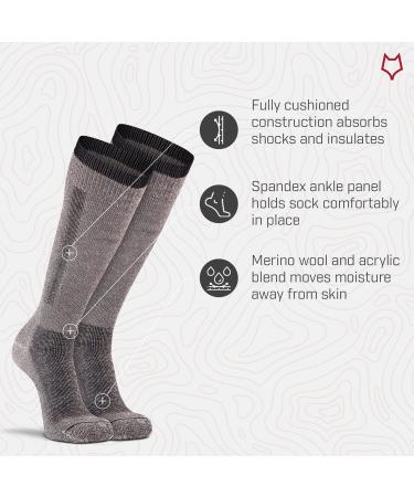 FoxRiver Snow Pack Over the Calf Merino Wool Skiing Socks 2 Pack - Black (Size 9-11.5) - Buy Online on GoSupps.com
