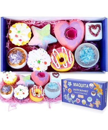 MAQUITA 8Pcs Shower Bath Bombs with SPA Aromatherapy Stress Relif Relaxing Gift for Women Girls Great Mothers Day Birthday Christmas Gifts 3