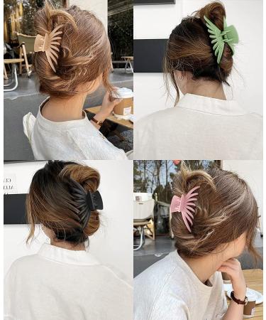 OPAUL Matte Nonslip Large Hair Claw Clips for Women - Strong Hold Styling Accessories (4 Pack) Pink Green Khaki Black - Buy Online on GoSupps.com
