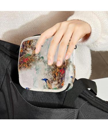 Menstrual Pad Bag with Zipper - Stylish Peacock Flowers Pouch for Tampons and Ladies Napkins | Ideal for Women and Girls - Buy Online on GoSupps.com