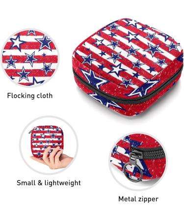Portable Women's Bandages Storage Bag - Menstrual Pad & Tampon Zipper Bag for Teens & Women - Striped Star Multicolored Red - Buy Online on GoSupps.com