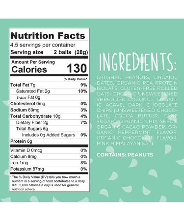 Protein Power Ball Healthy Snacks - Mint Dark Chocolate Vegan Energy Bites (2 Pack, 4.5oz) | Gluten, Dairy, Soy Free - Buy Online on GoSupps.com