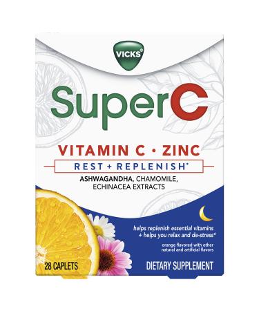 Super C Nighttime Daily Supplement to Rest and Replenish with Vitamin C B Vitamins and a Blend of Quality Herbal Extracts Coated to be Easy to Swallow from The Makers of Vicks 28 ct