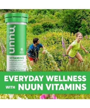 Nuun Vitamins + Caffeine: Electrolyte Drink Tablets | Mixed Flavour Pack | 40mg Caffeine | Hydration | 48 servings - Buy Online on GoSupps.com