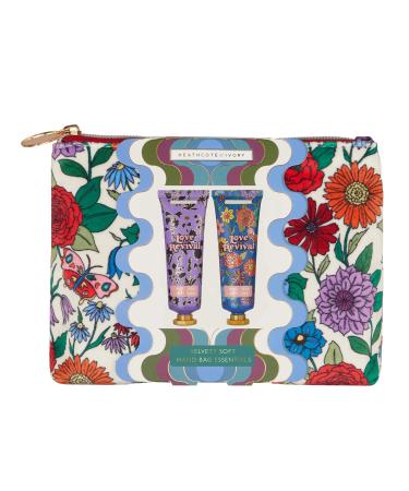 Heathcote & Ivory Love Revival-Velvety Soft Handbag Essentials (Hand Cream 30ml & Hand Wash 30ml in Cosmetic Pouch) - Compact and Luxurious Hand Care on the Go Hand Cream & Wash Gift Set