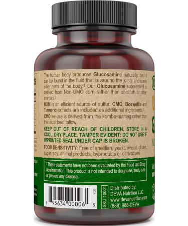 Deva Vegan Glucosamine-MSM-CMO & Turmeric Supplement - Gluten Free Plant Based Nutritional Supplement - 90 Tablets 1-Pack - Buy Online on GoSupps.com