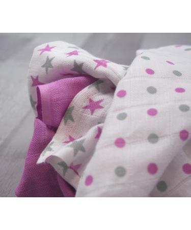 MuslinZ 6pk Baby Muslin Squares Burp Cloths - 100% Pure Cotton, Absorbent & Breathable - Violet Star - Buy Online on GoSupps.com