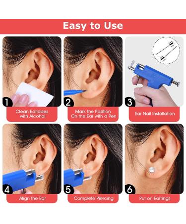 233PCS Ear Piercing Gun Kit with Hypoallergenic Needles for Salon & Home - Blue Gun with Crystal Studs - Buy Online on GoSupps.com