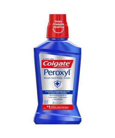 Colgate Peroxyl Antiseptic Mouth Sore Rinse, Mild Mint - 250mL, 8.4 fluid ounce