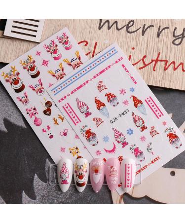 JMEOWIO 10 Sheets Christmas Pink Nail Art Stickers Decals Self-Adhesive Snowflake Winter Holiday Cute Elk Nail Supplies Nail Art Design Decoration Accessories - Buy Online on GoSupps.com