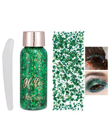 Body glitter gel glitter liquid face body glitter gel festival glitter mermaid sequins chunky glitter Liquid face hair make-up long loading sparkling with 1 spoon green green - Buy Online on GoSupps.com