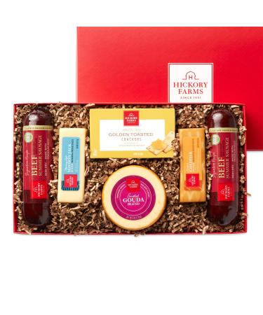 Hickory Farms Beef Summer Sausage & Cheese Medium Gift Box | Gourmet Food Gift Basket, Perfect For Birthday, Congratulations, Sympathy, Food Care Packages, Retirement, Thinking of You, Corporate Gifts
